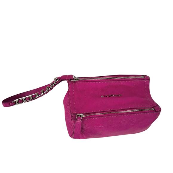 Givenchy Pandora Leather Wristlet Sugar Goatskin Fuchsia Hot Pink - Picture 1 of 15